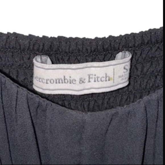 Abercrombie & Fitch Black Midi Dress Smocked Back Sz Small Tiered Skirt - Picture 6 of 9